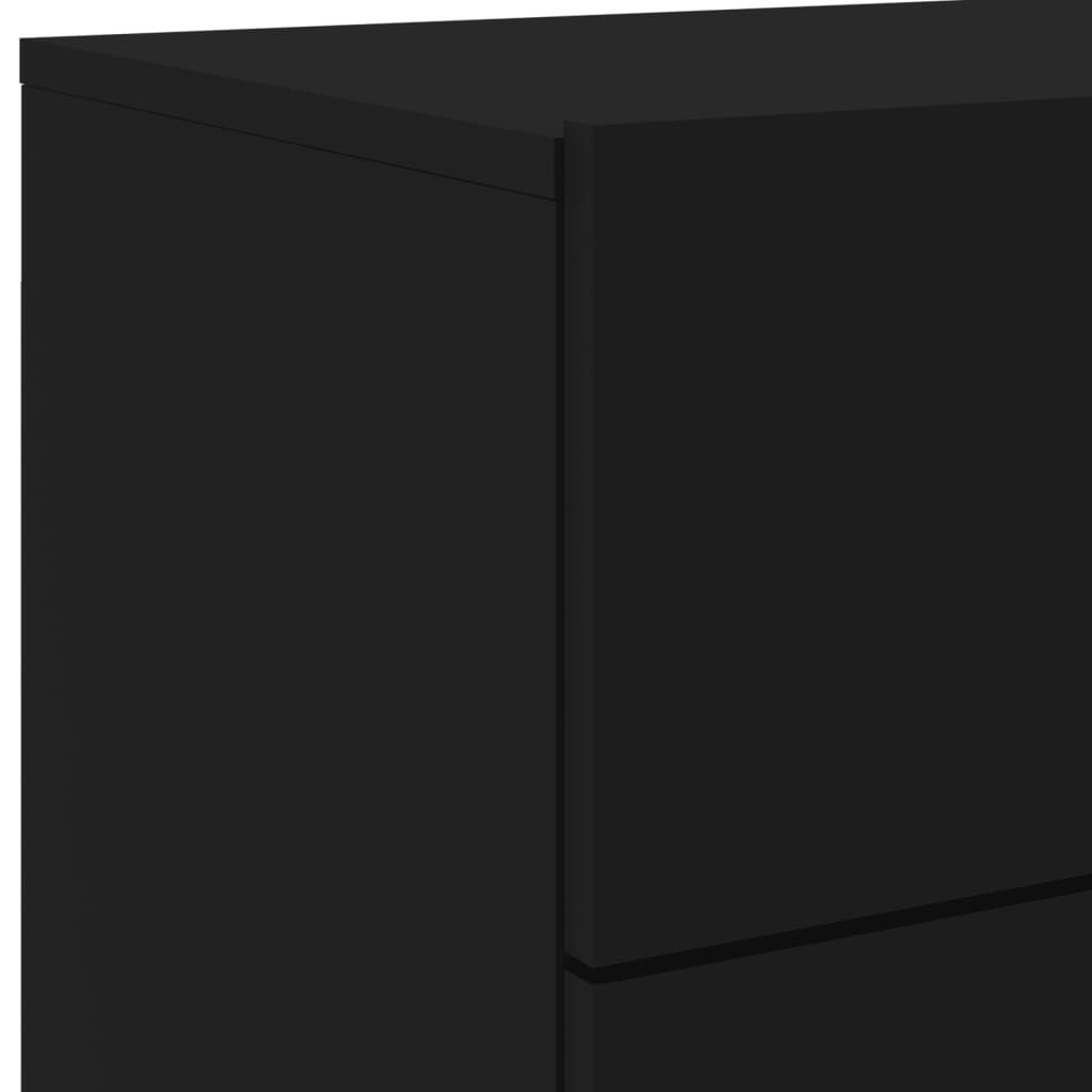 Wall-mounted bedside tables with LED lights 2 pcs. Black