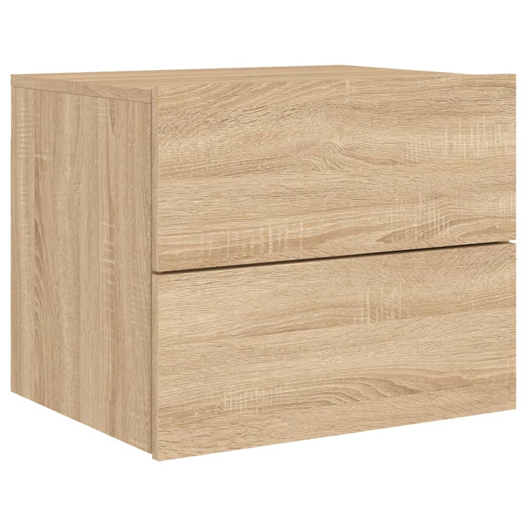 Wall-mounted bedside tables with LED lights 2 pcs. Sonoma oak