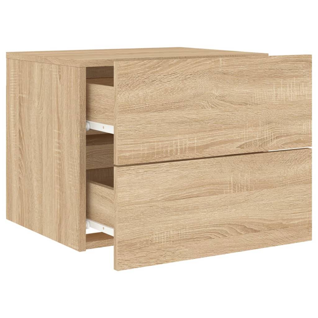 Wall-mounted bedside tables with LED lights 2 pcs. Sonoma oak