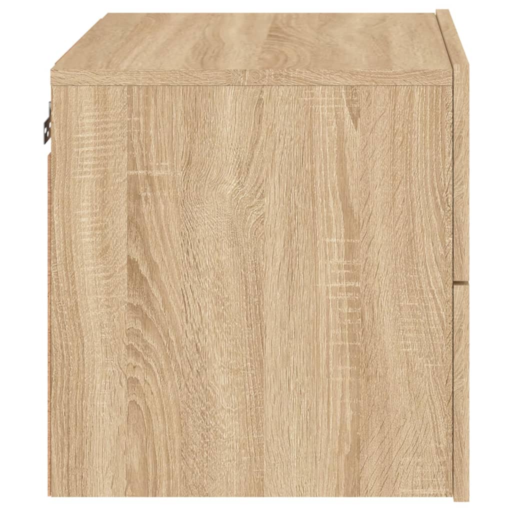 Wall-mounted bedside tables with LED lights 2 pcs. Sonoma oak