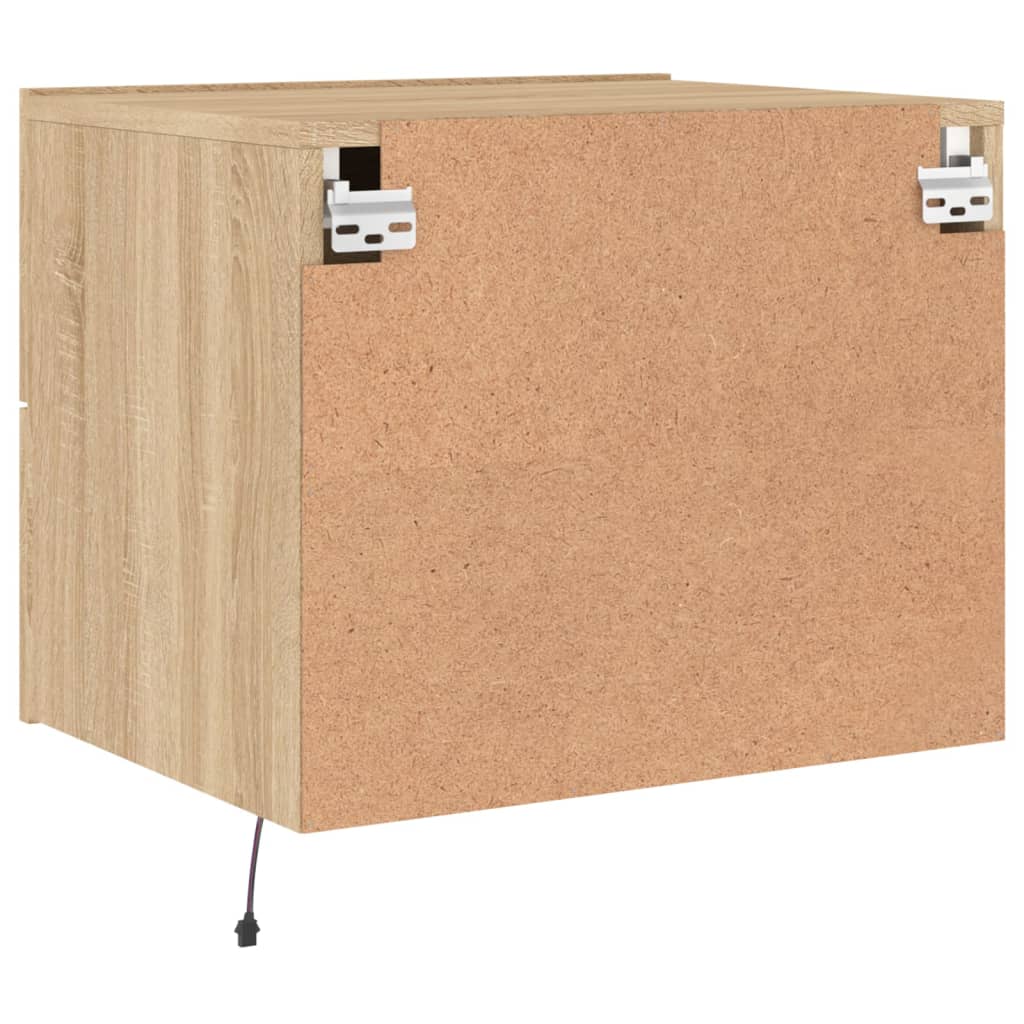 Wall-mounted bedside tables with LED lights 2 pcs. Sonoma oak