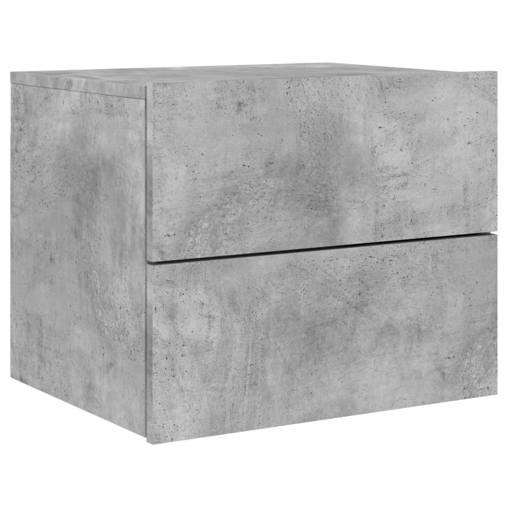 Wall-mounted bedside tables with LED lights 2 pcs. Concrete grey