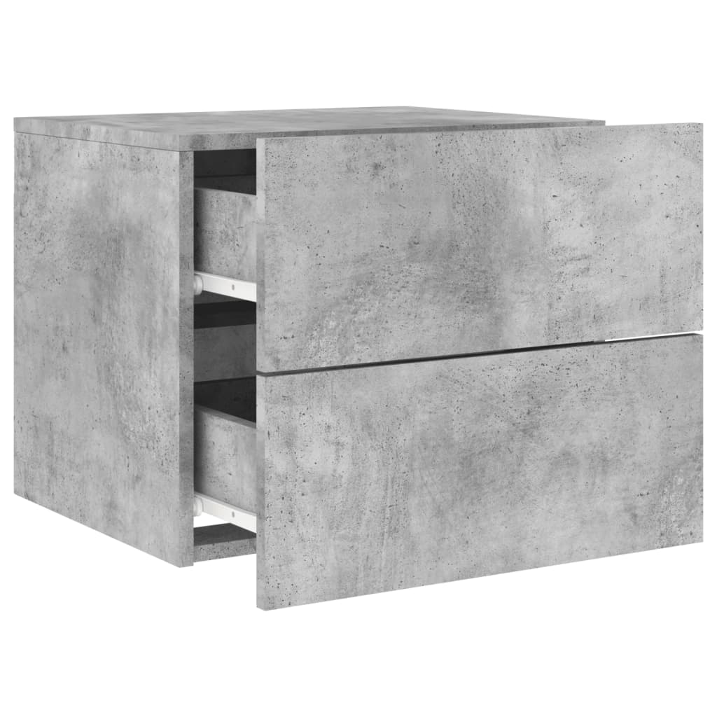 Wall-mounted bedside tables with LED lights 2 pcs. Concrete grey