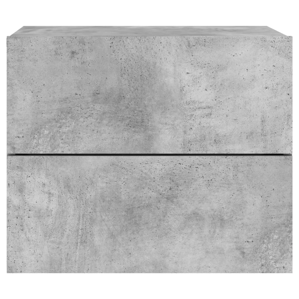 Wall-mounted bedside tables with LED lights 2 pcs. Concrete grey