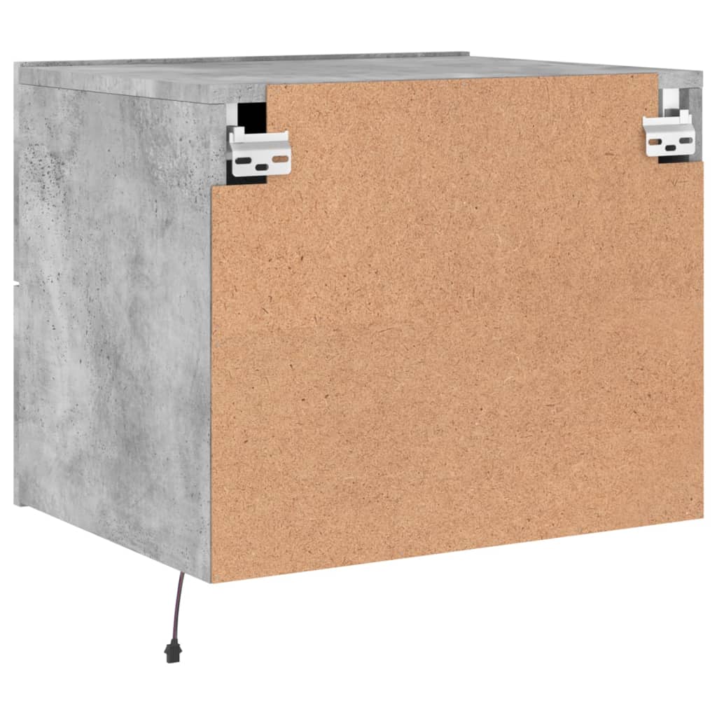 Wall-mounted bedside tables with LED lights 2 pcs. Concrete grey