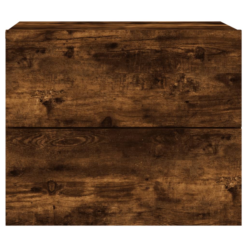 Wall-mounted bedside tables with LED lights 2 pcs. Smoked oak