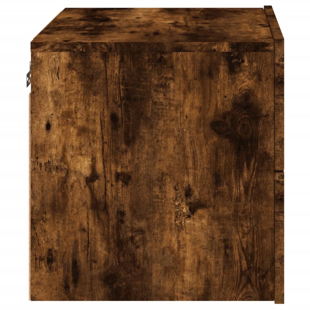 Wall-mounted bedside tables with LED lights 2 pcs. Smoked oak