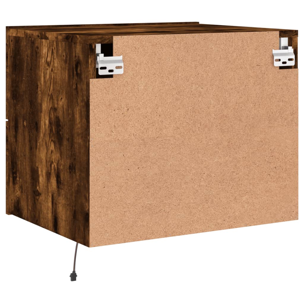 Wall-mounted bedside tables with LED lights 2 pcs. Smoked oak