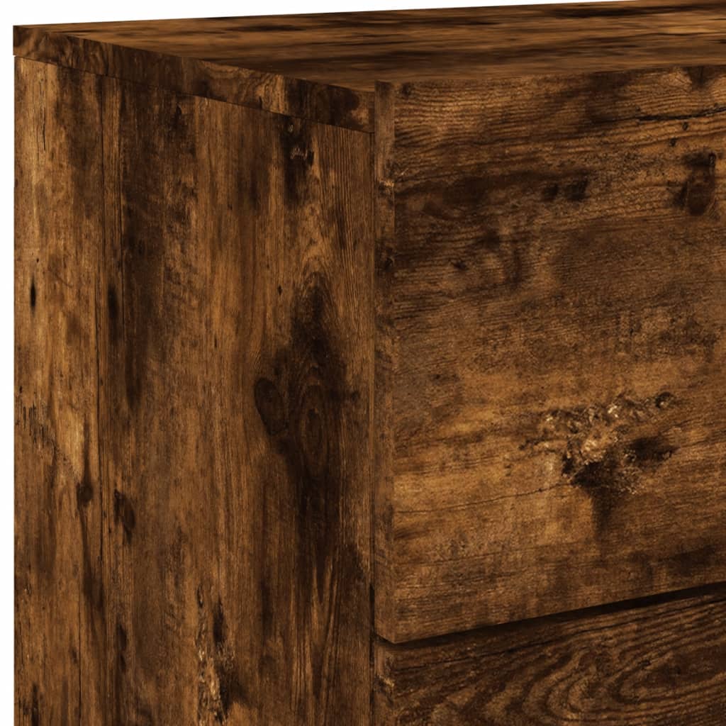 Wall-mounted bedside tables with LED lights 2 pcs. Smoked oak