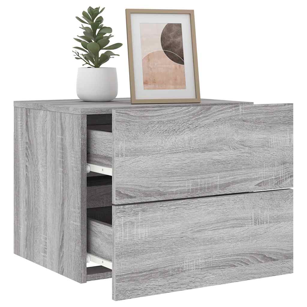 Wand-Nachttische mit LED-Leuchten 2 Stk. Grau Sonoma