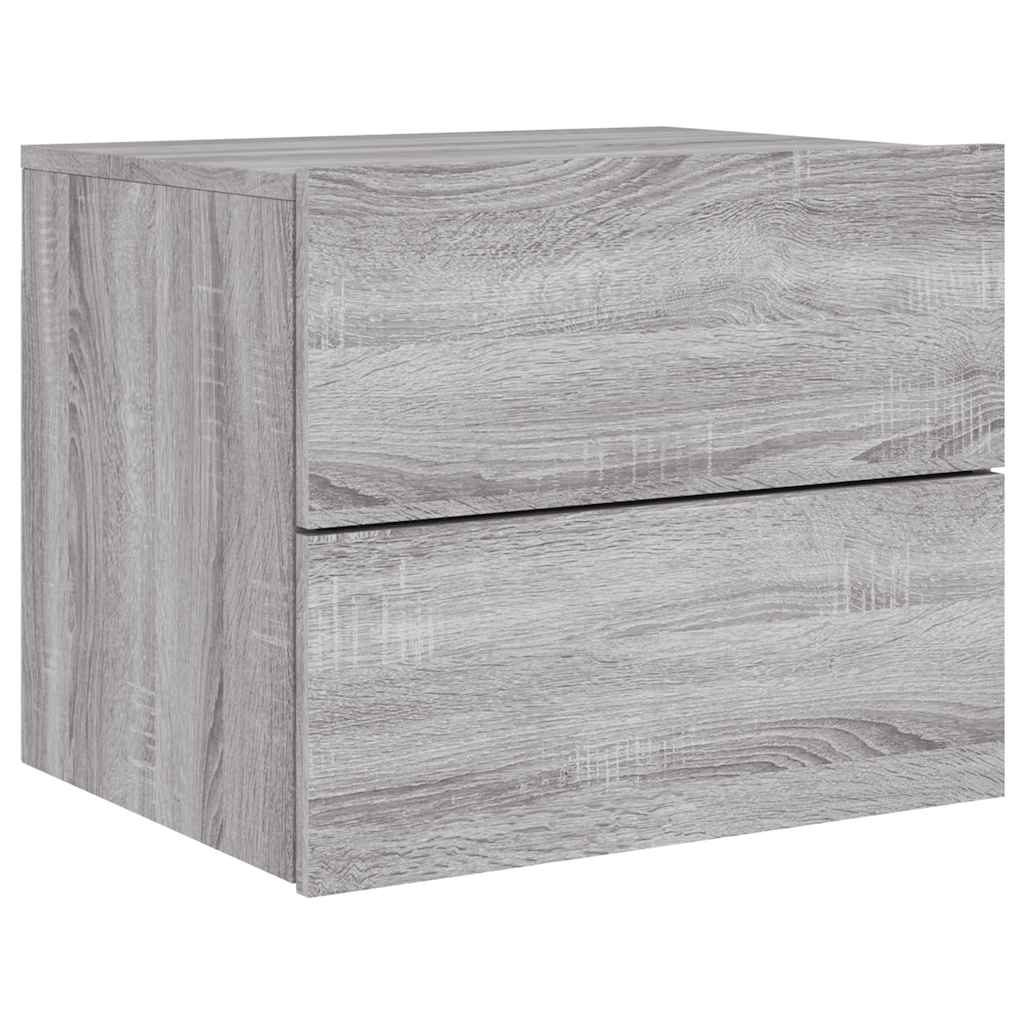 Wand-Nachttische mit LED-Leuchten 2 Stk. Grau Sonoma
