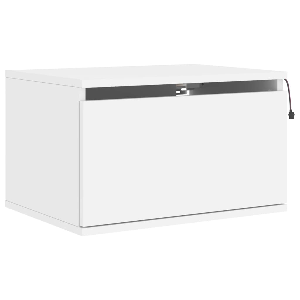 Wall Bedside Table with LED Lights White