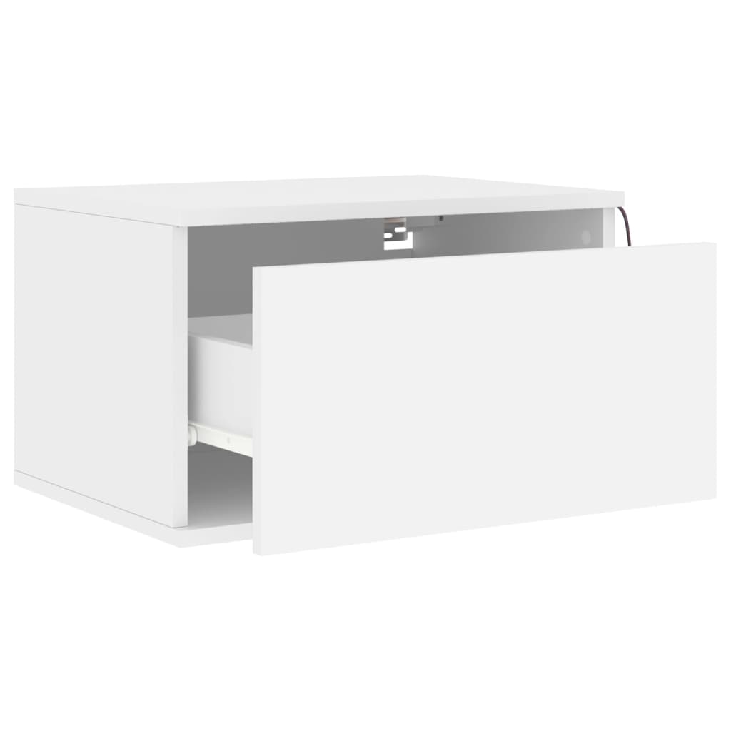Wall Bedside Table with LED Lights White