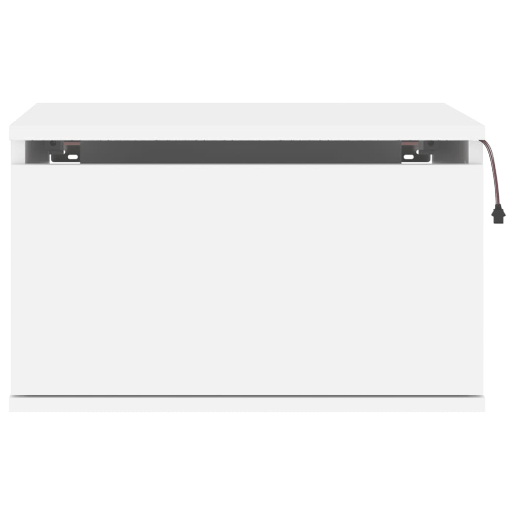 Wall Bedside Table with LED Lights White