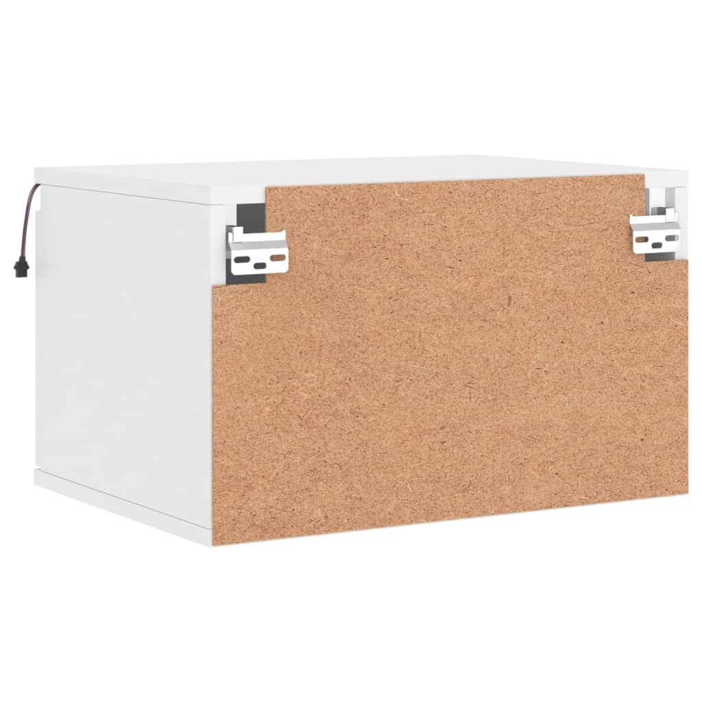 Wall Bedside Table with LED Lights White