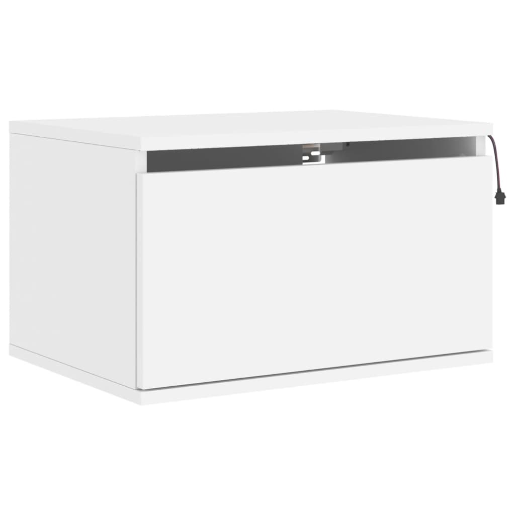 Wall-mounted bedside tables with LED lights 2 pcs. White