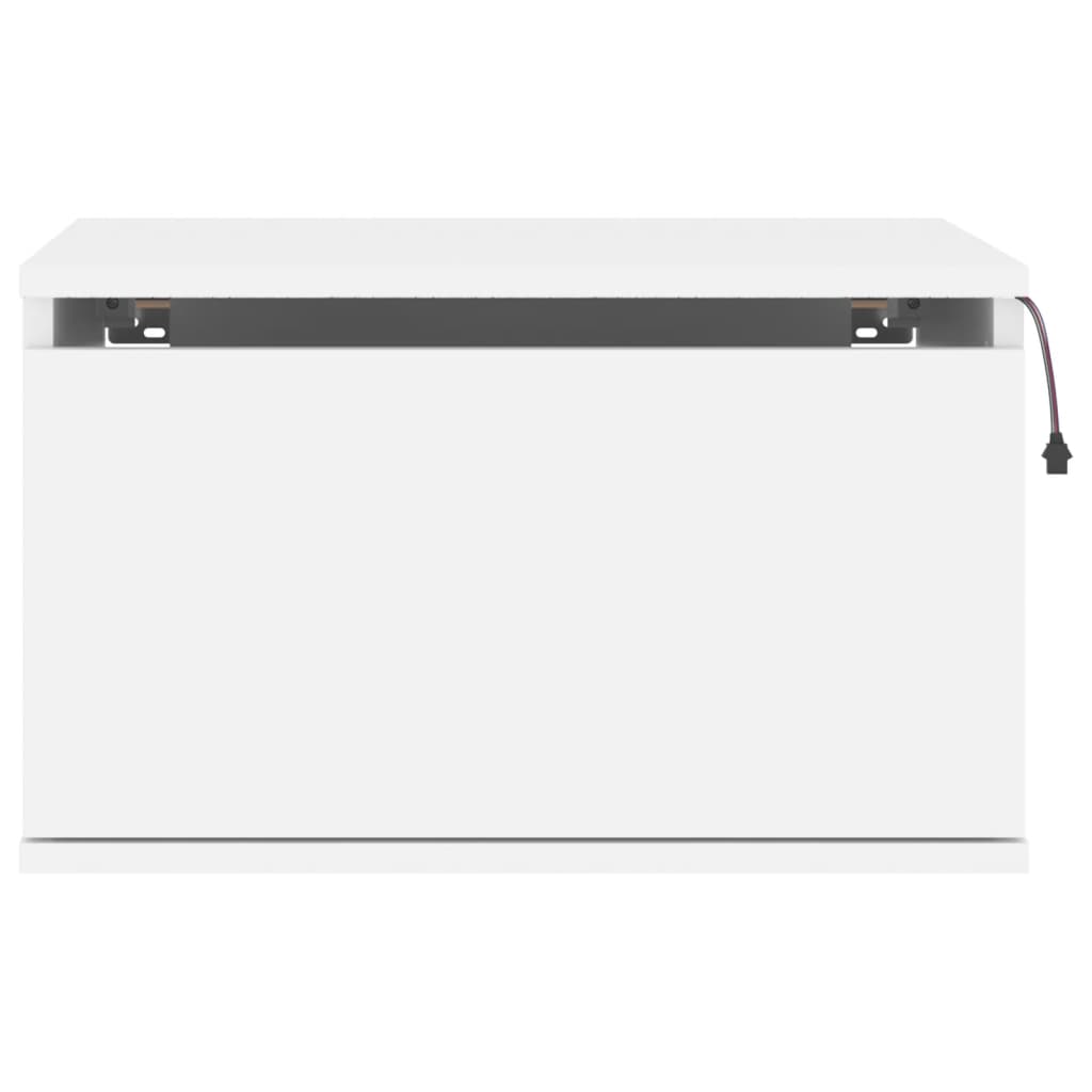 Wall-mounted bedside tables with LED lights 2 pcs. White