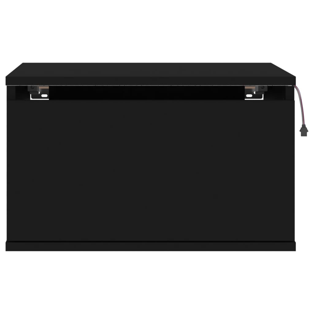 Wall-mounted bedside tables with LED lights 2 pcs. Black