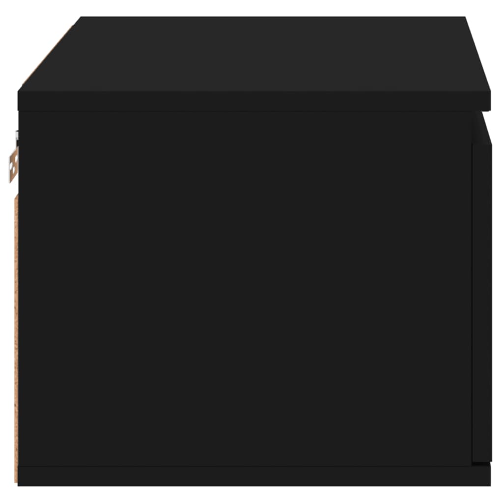 Wall-mounted bedside tables with LED lights 2 pcs. Black