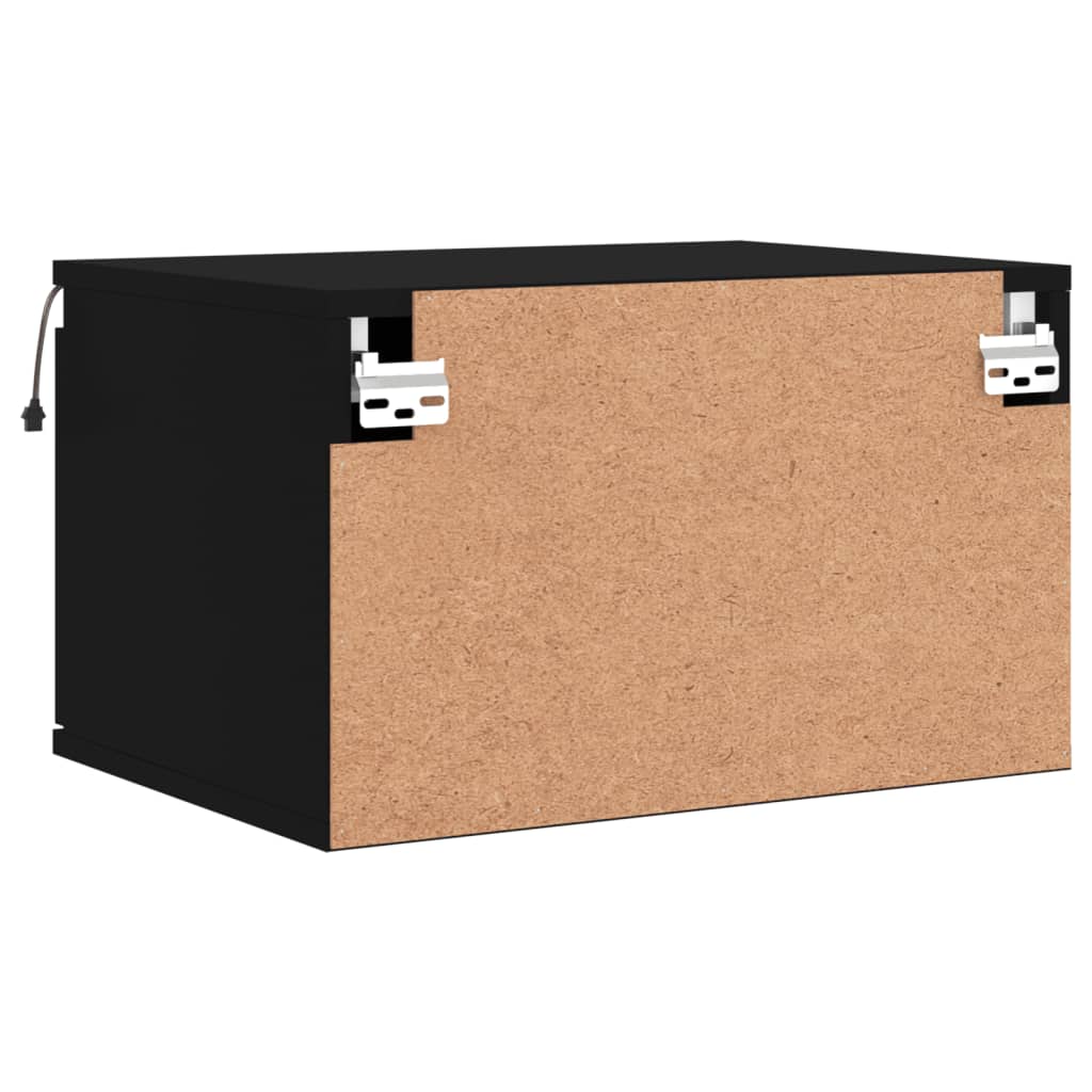 Wall-mounted bedside tables with LED lights 2 pcs. Black