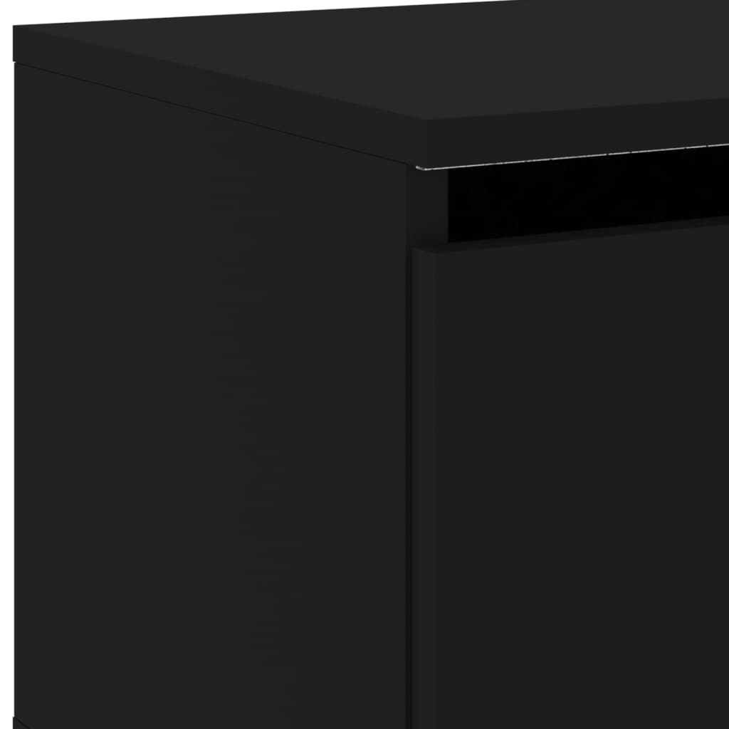Wall-mounted bedside tables with LED lights 2 pcs. Black