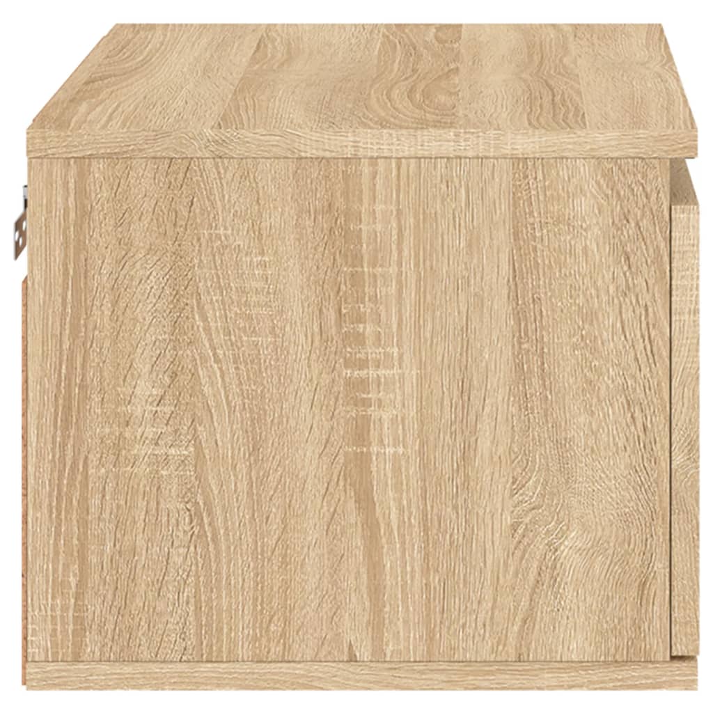 Wall-mounted bedside table with LED lights Sonoma oak