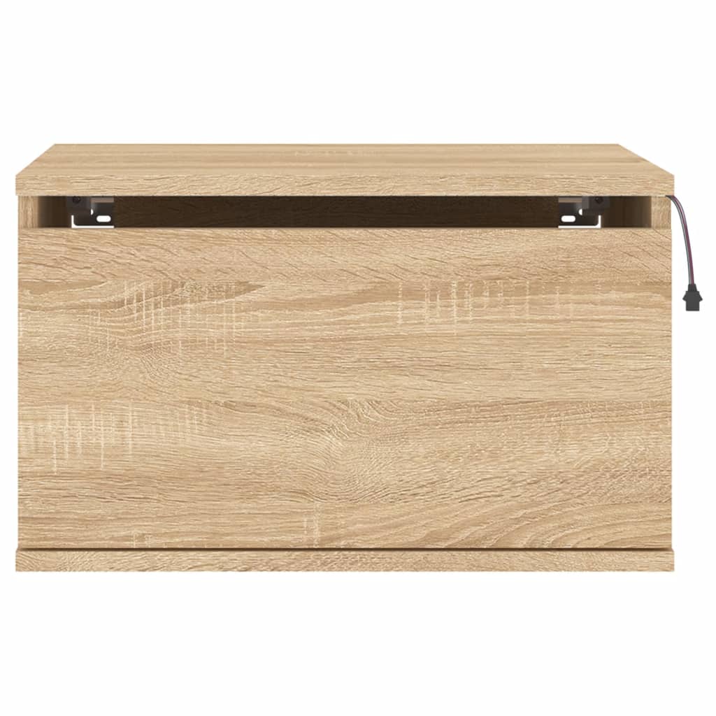 Wall-mounted bedside tables with LED lights 2 pcs. Sonoma oak
