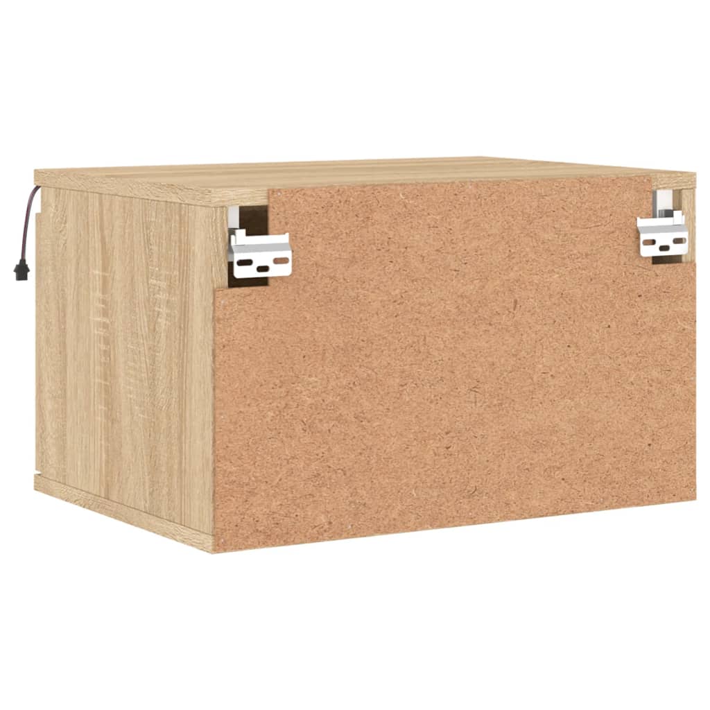 Wall-mounted bedside tables with LED lights 2 pcs. Sonoma oak