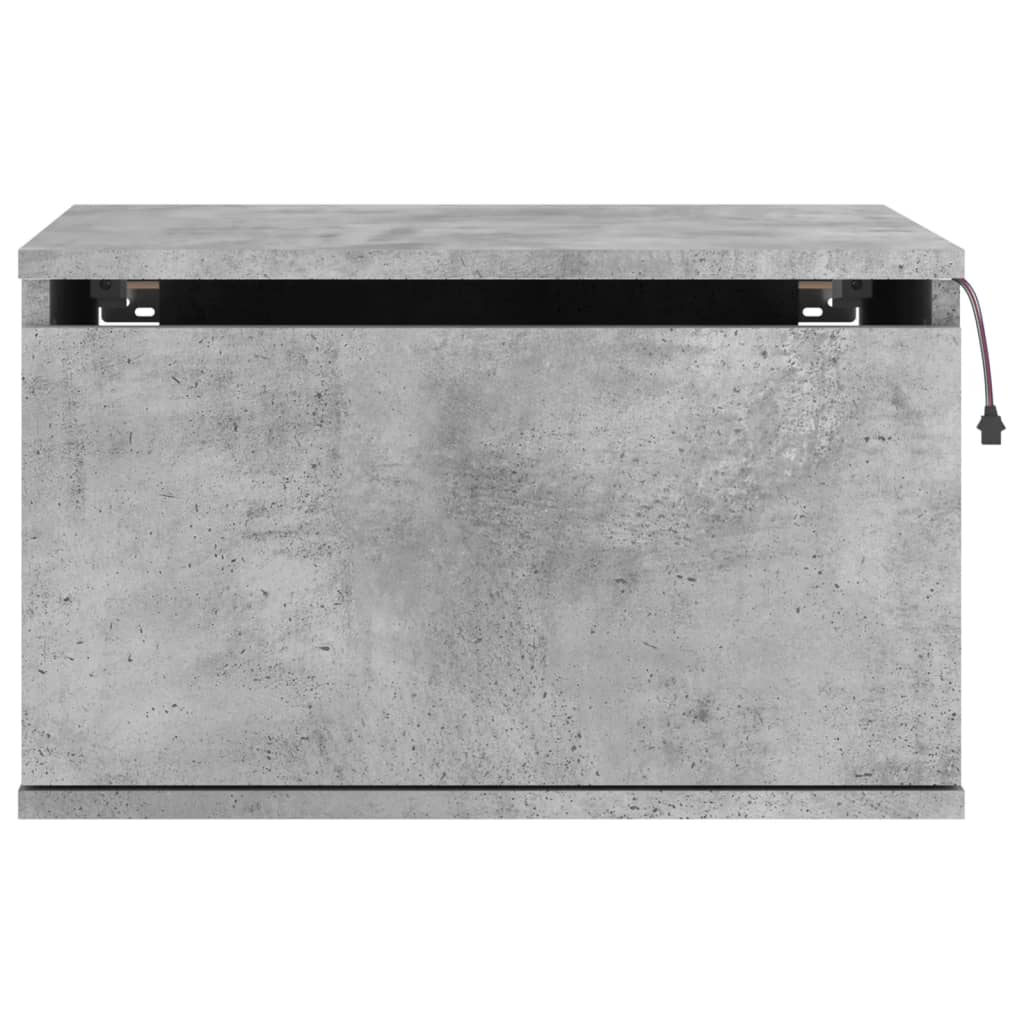 Wall-mounted bedside tables with LED lights 2 pcs. Concrete grey