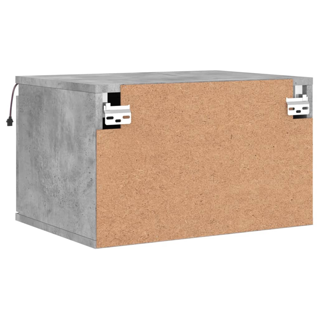 Wall-mounted bedside tables with LED lights 2 pcs. Concrete grey