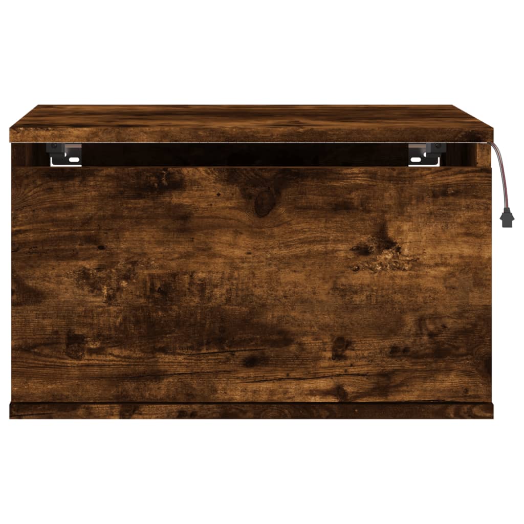 Wall-mounted bedside tables with LED lights 2 pcs. Smoked oak