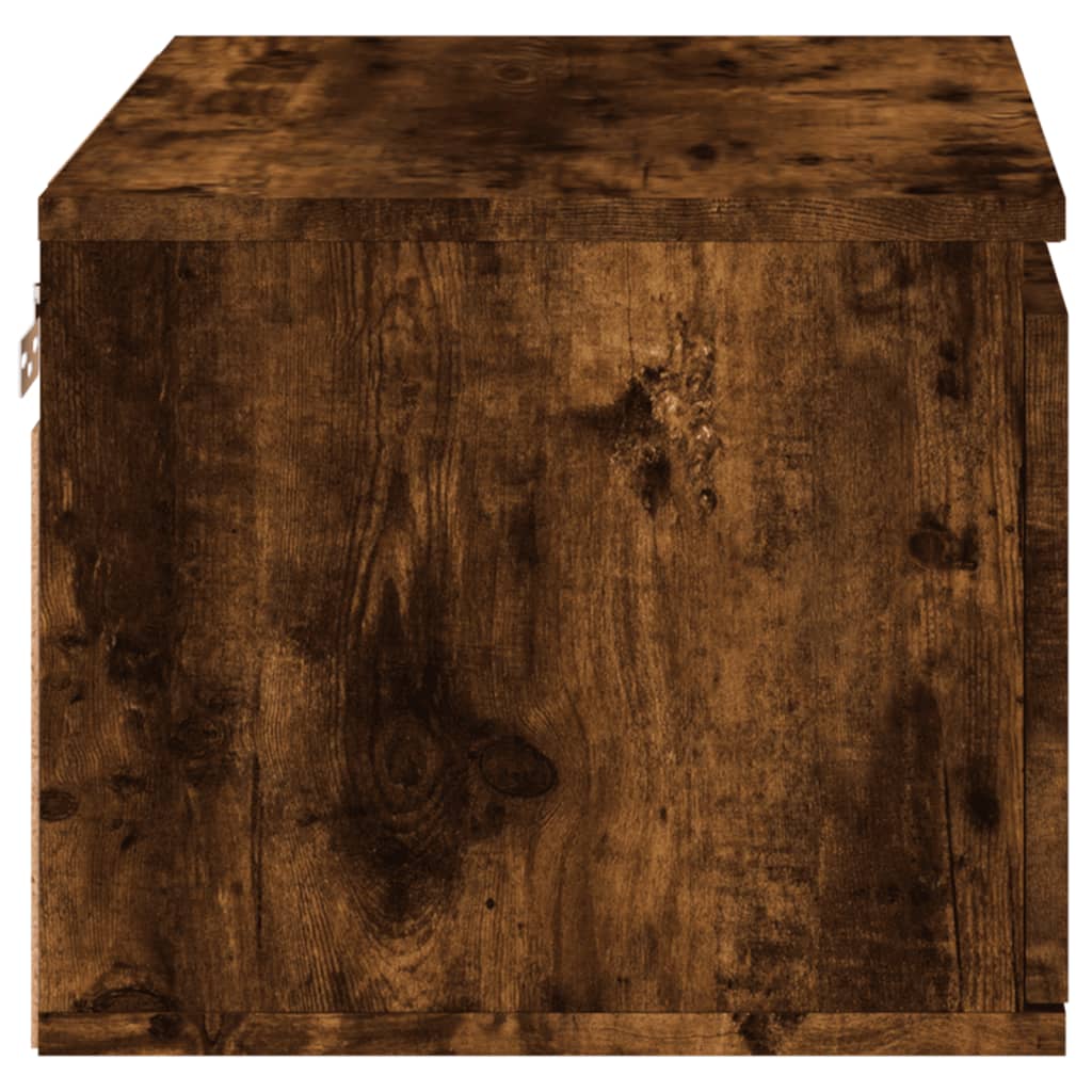 Wall-mounted bedside tables with LED lights 2 pcs. Smoked oak