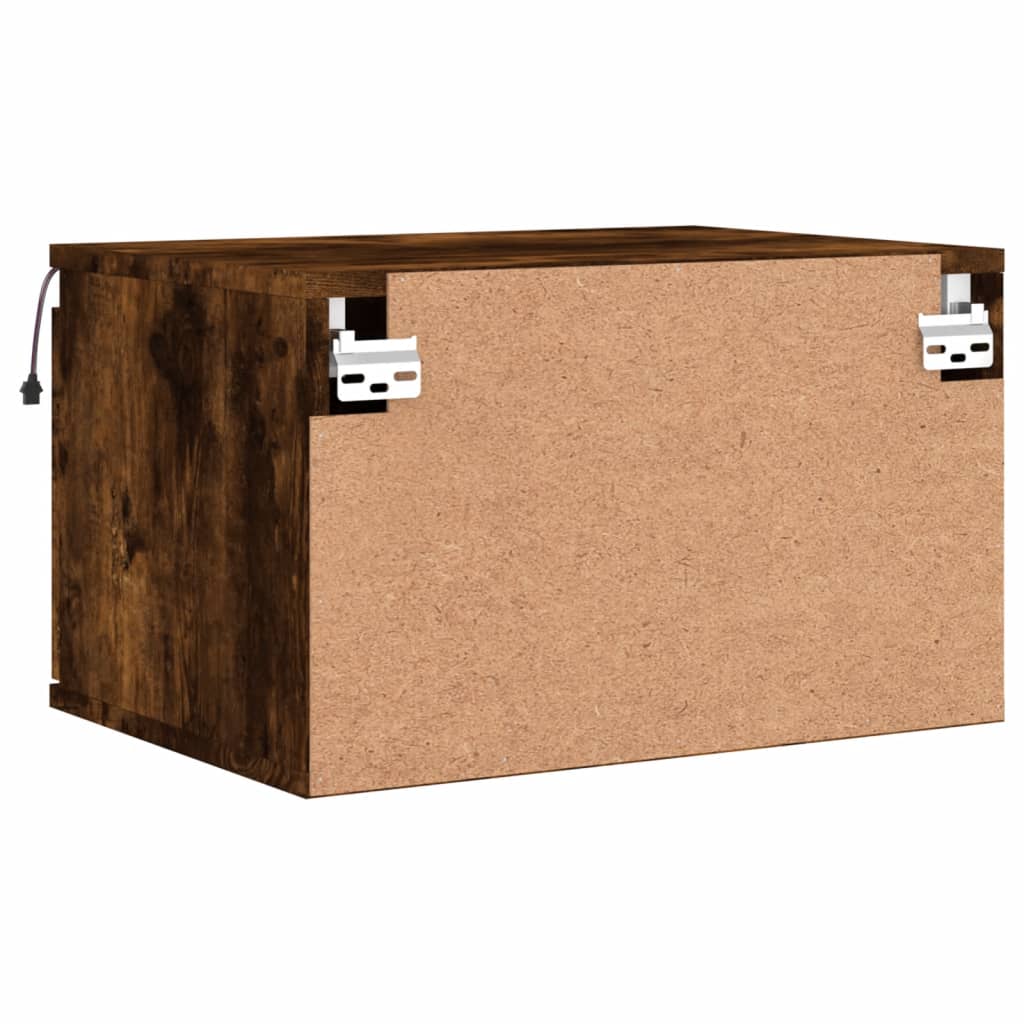 Wall-mounted bedside tables with LED lights 2 pcs. Smoked oak