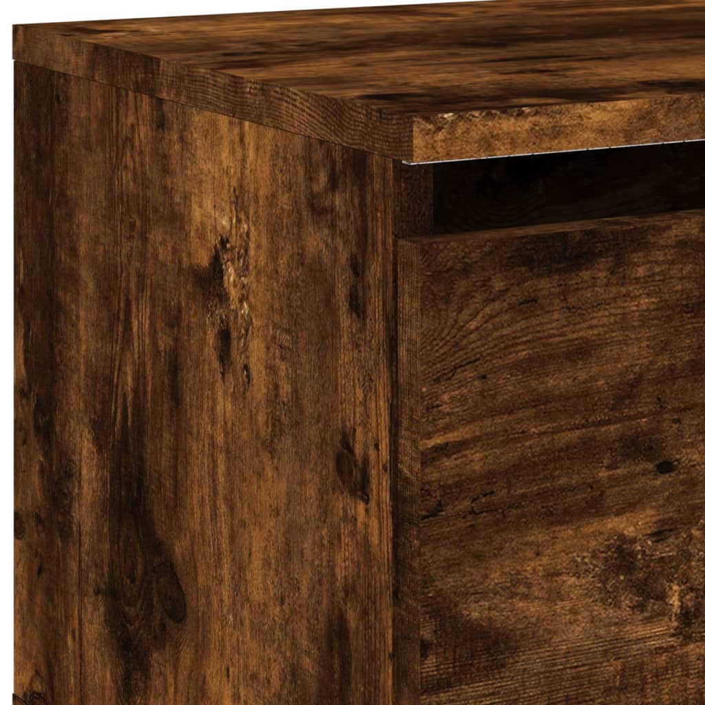 Wall-mounted bedside tables with LED lights 2 pcs. Smoked oak