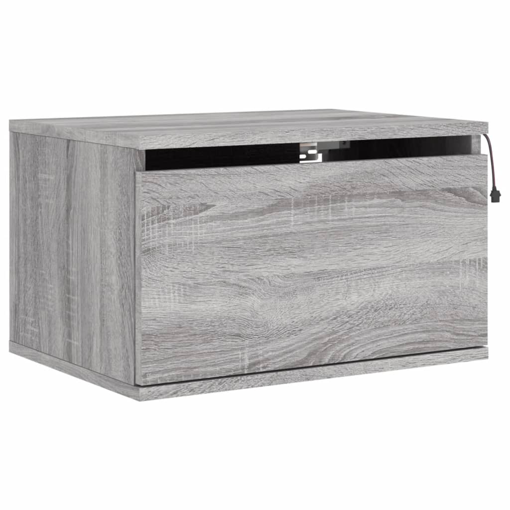 Wall-mounted bedside tables with LED lights 2 pcs. Gray Sonoma