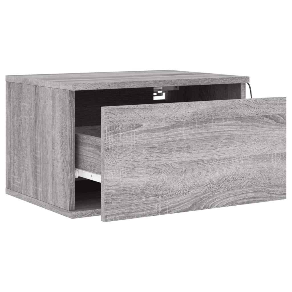 Wall-mounted bedside tables with LED lights 2 pcs. Gray Sonoma