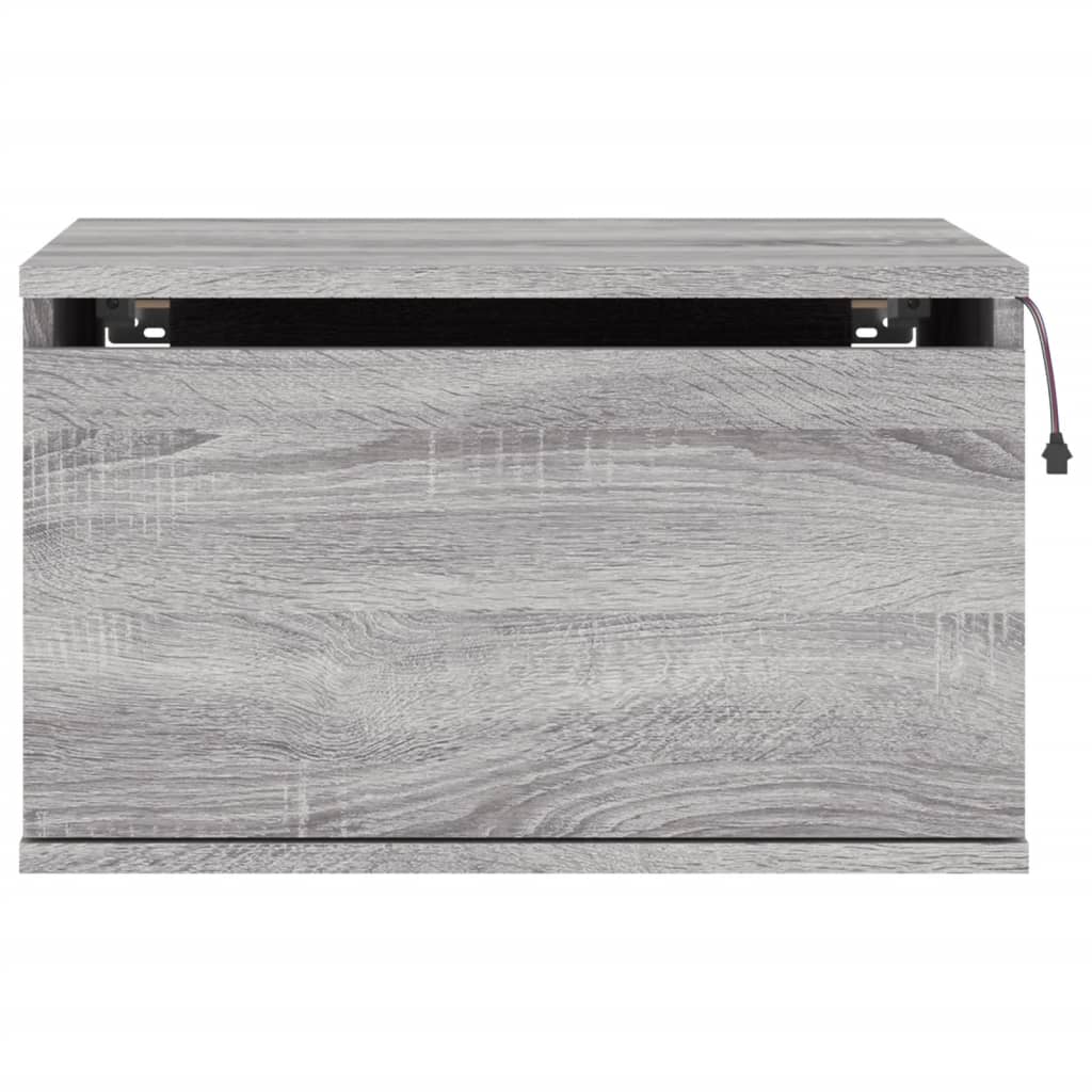 Wall-mounted bedside tables with LED lights 2 pcs. Gray Sonoma
