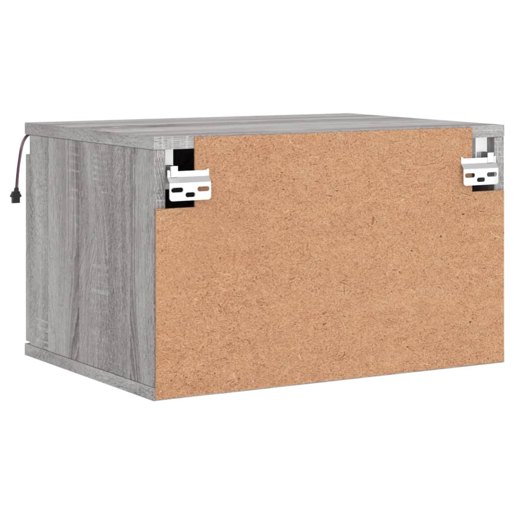 Wall-mounted bedside tables with LED lights 2 pcs. Gray Sonoma