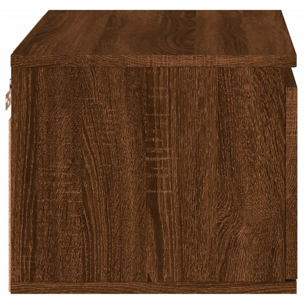 Wall-mounted bedside tables with LED lights 2 pcs. Brown oak look