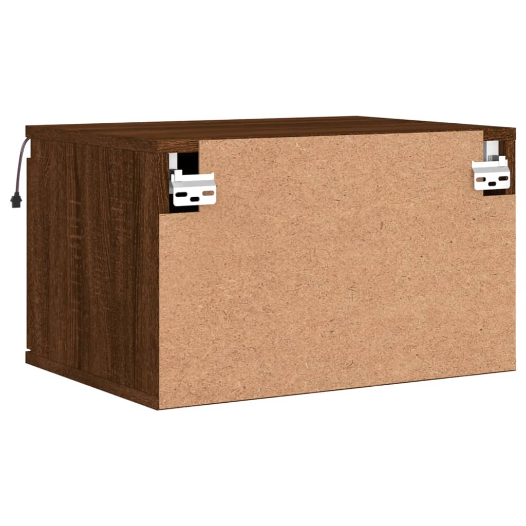 Wall-mounted bedside tables with LED lights 2 pcs. Brown oak look