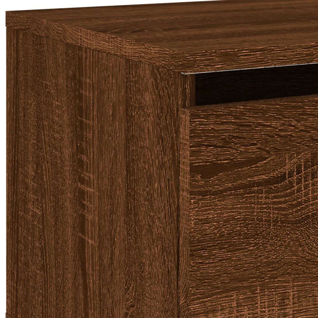 Wall-mounted bedside tables with LED lights 2 pcs. Brown oak look