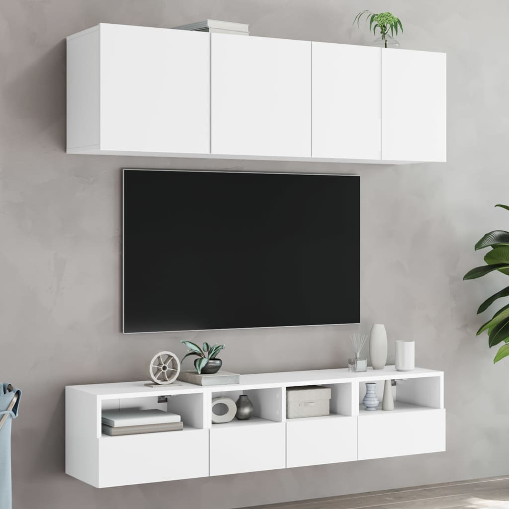 Armoires murales TV 2 pcs. Blanc 40x30x30 cm en bois