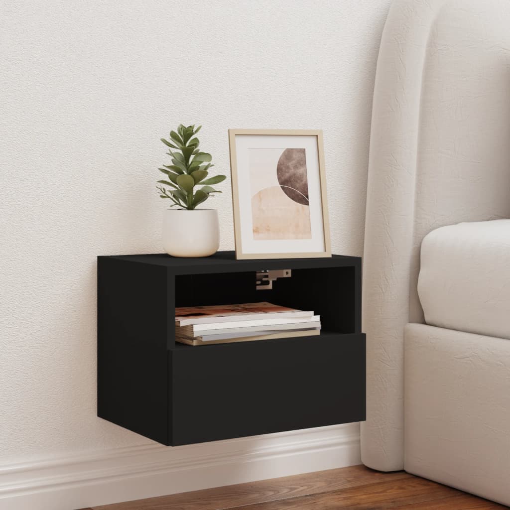 Meuble TV mural noir 40x30x30 cm en bois