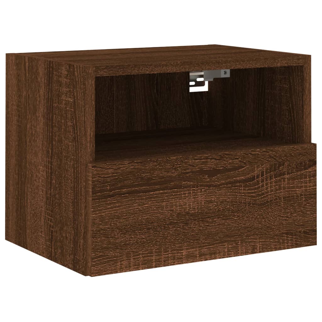 Meuble TV mural aspect chêne marron 40x30x30 cm matériau bois