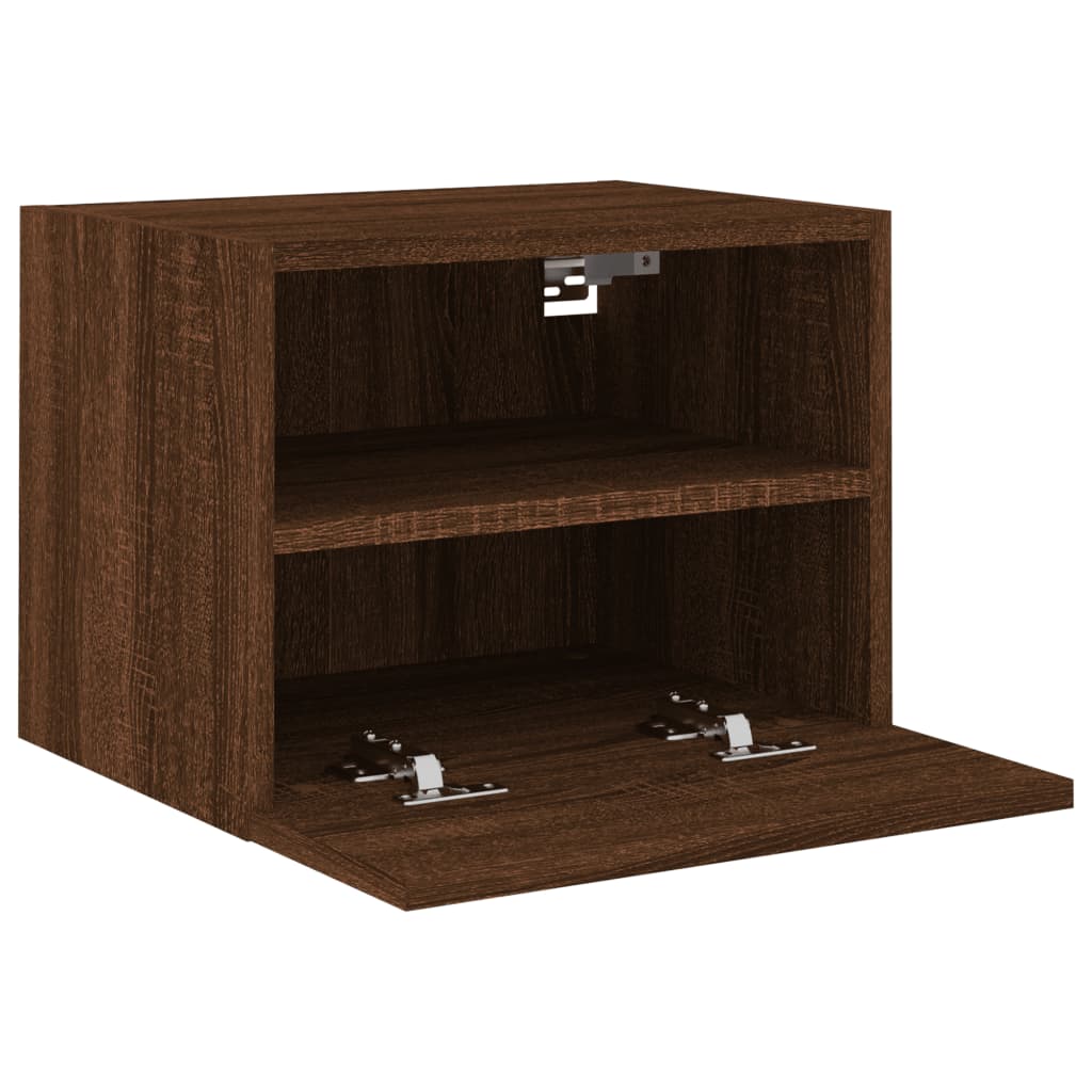 Meuble TV mural aspect chêne marron 40x30x30 cm matériau bois