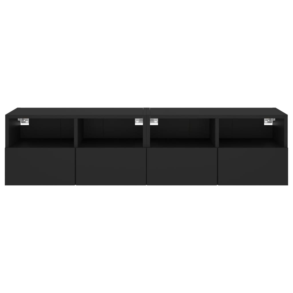 TV-Wandschränke 2 Stk. Schwarz 60x30x30 cm Holzwerkstoff