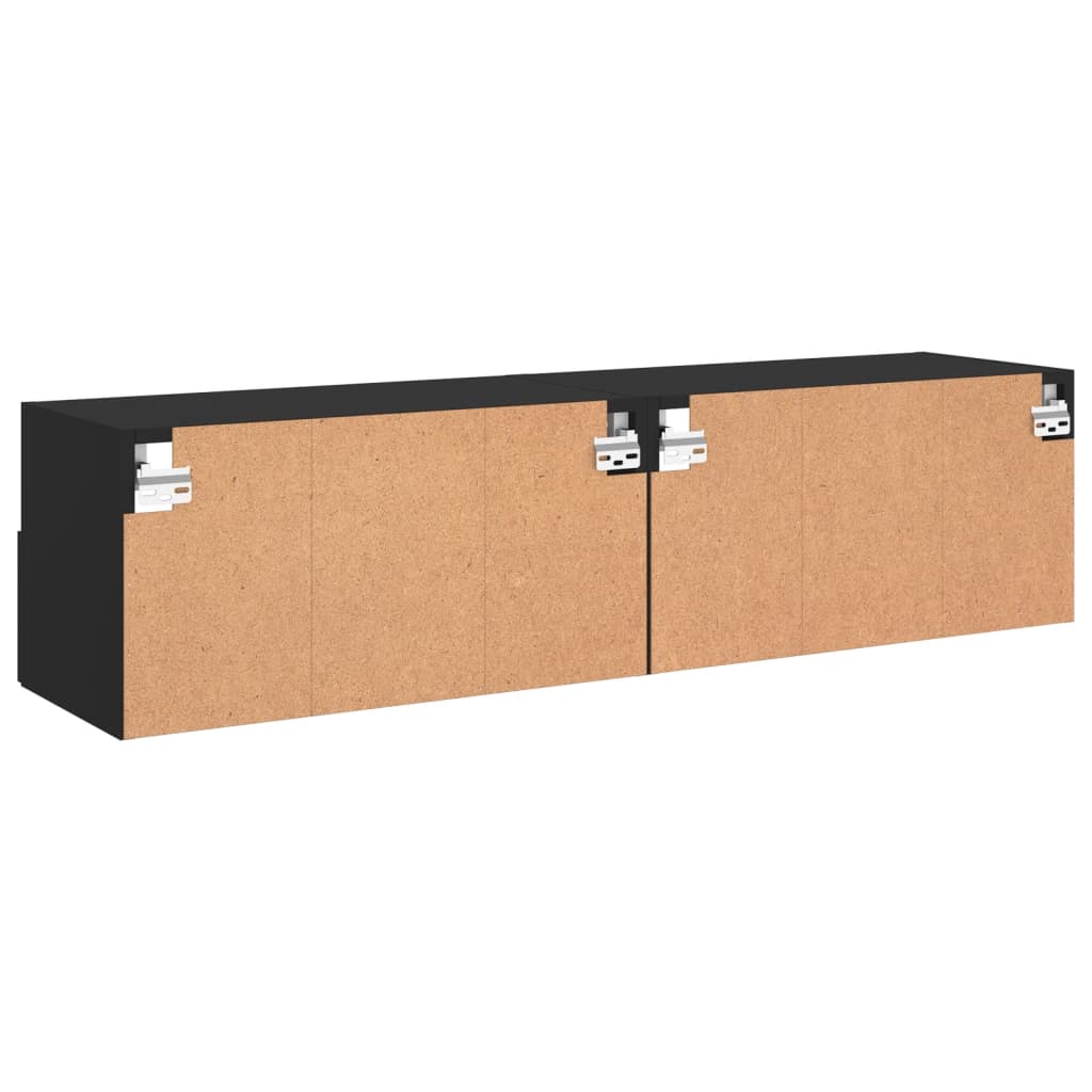 TV-Wandschränke 2 Stk. Schwarz 60x30x30 cm Holzwerkstoff