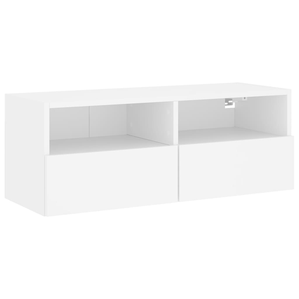 Meuble TV mural blanc 80x30x30 cm en matériau à base de bois