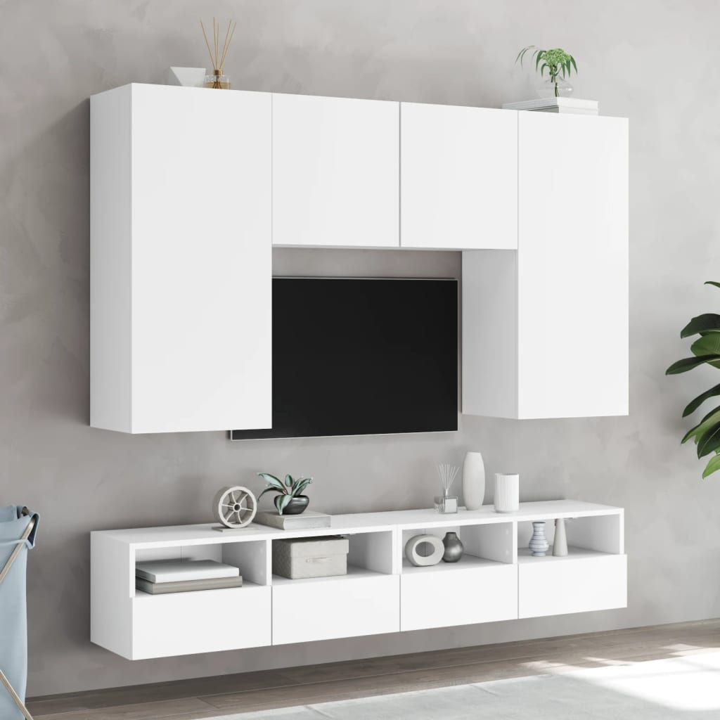 Meuble TV mural blanc 80x30x30 cm en matériau à base de bois