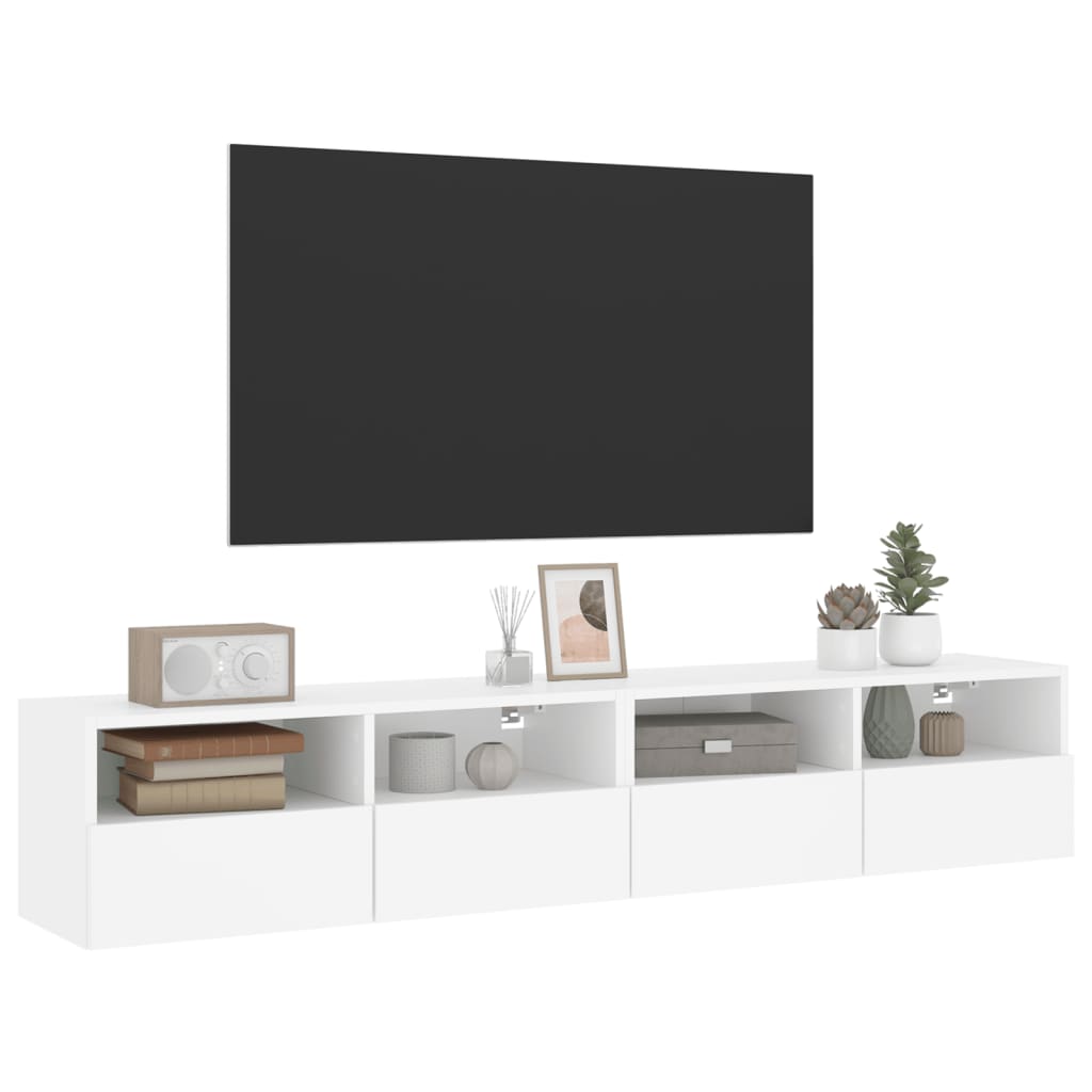 Armoires murales TV 2 pcs. Blanc 80x30x30 cm en bois